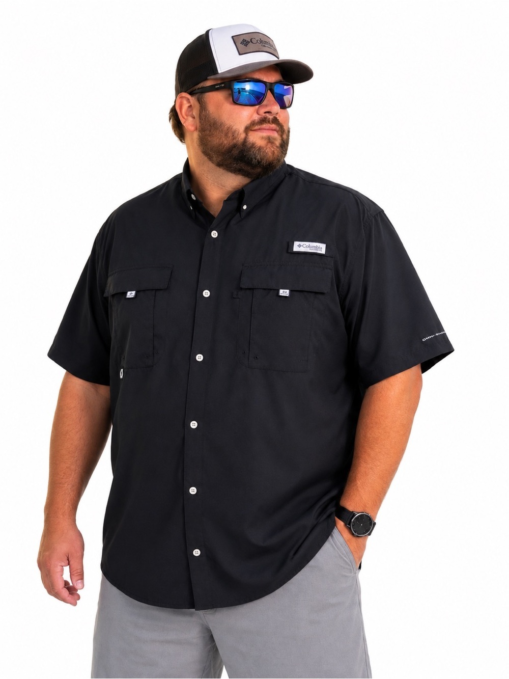Columbia Men's Short Sleeve Button-Down Shirt - Black